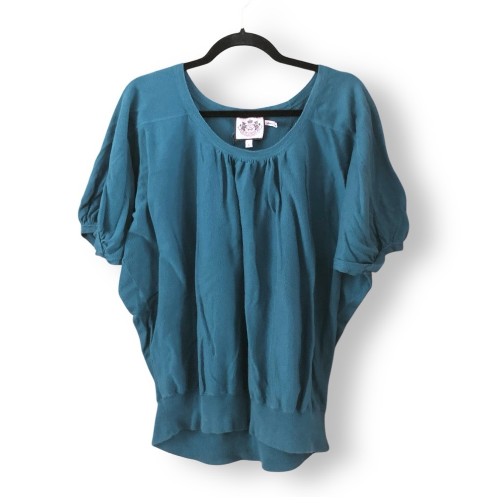 Juicy Couture Green Short Sleeve Top Size Large FLAWED
